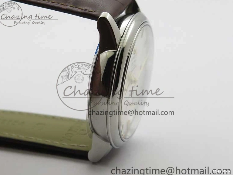 0110 Affordable De Ville Prestige Real PR SS ZF 1:1  Best Edition White Dial YG Markers Brown Leather Strap MIYOTA 7899